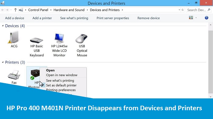 What to do When HP Pro 400 M401N Printer Disappears from Devices and Printers?
