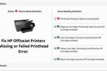 HP OfficeJet Printers Missing or Failed Printhead
