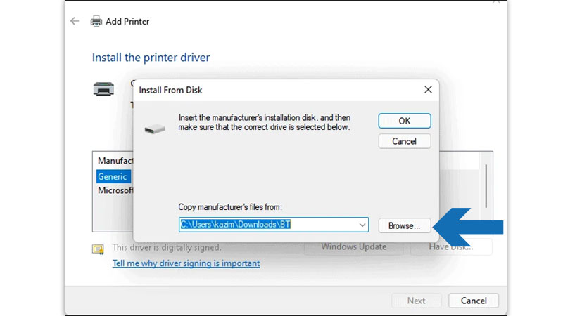 Turn on your printer and download the driver file.